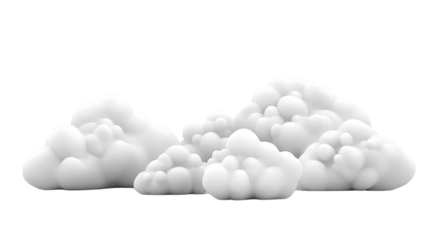 White fluffy clouds clustered together in a group png