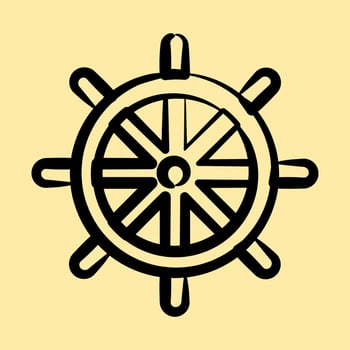 Icon ship wheel. Traditional tattoo elements. Icon in hand drawn style. vector
