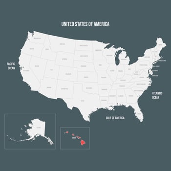 Red Map of Hawaii vector