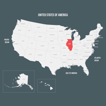 Red Map of Illinois vector