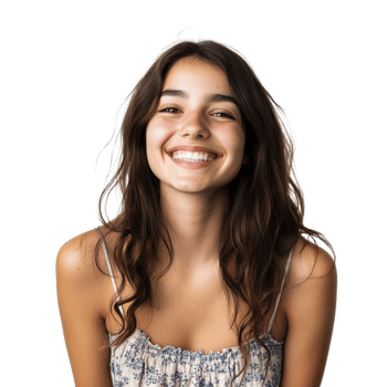 A happy young woman smiles brightly for a portrait png