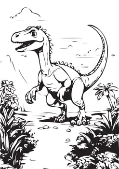 Playful Dinosaur in a Prehistoric Jungle Scene vector