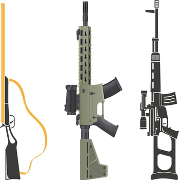 Action Shooter Game Rifle Icon Pack vector