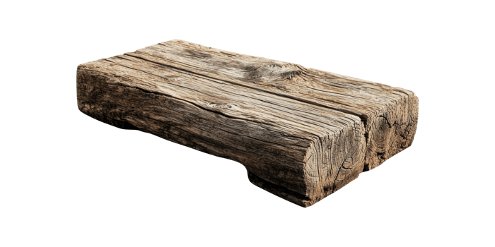 Old wooden log with weathered texture isolated on transparent background png