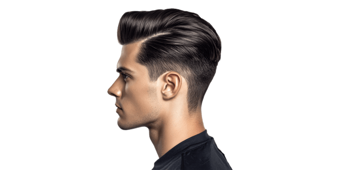 Male profile with styled hair isolated on transparent background png