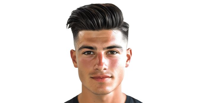 Portrait of young man with stylish haircut isolated on transparent background png