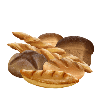 assembly of bread products of different grades png