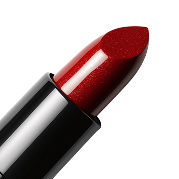 A vibrant red lipstick with a glossy, glittery finish, set in a sleek black tube, perfect for a bold, glamorous look png