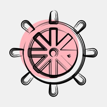 Icon ship wheel. Traditional tattoo elements. Icon in color spot style. vector