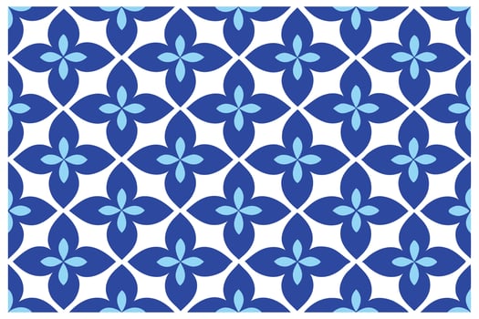 Elegant Four-Petal Flower Pattern in Blue Tones vector