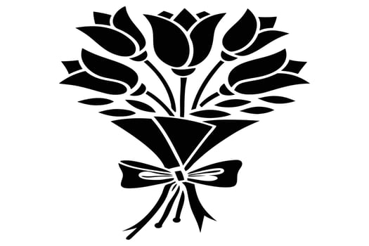 Graceful Black and White Floral Illustration with Line Art vector
