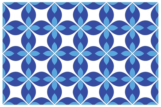 Seamless Blue Four-Petal Flower Geometric Pattern vector