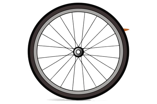 Bicycle wheel with orange rim. vector