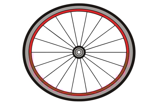 A bicycle wheel with orange rim. vector