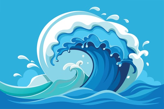 Dramatic Ocean Wave Illustration Captures Powerful Energy vector
