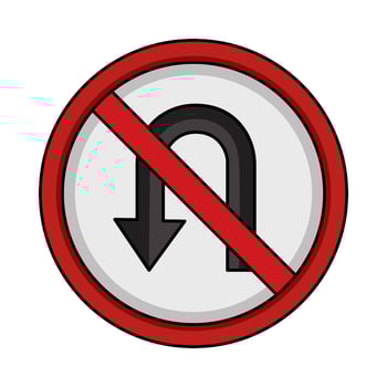 illustration of No U Turn Sign vector