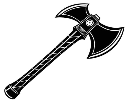 illustration of a powerful double-headed axe. vector