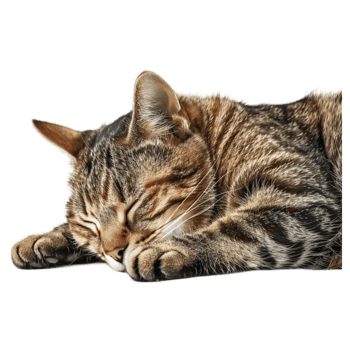 Tabby Cat Sleeping Peacefully with Transparent Background png