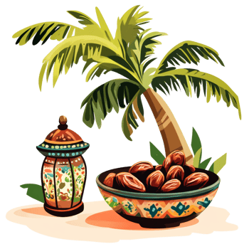 Dates Lantern Palm Tree Festive Ramadan Scene png