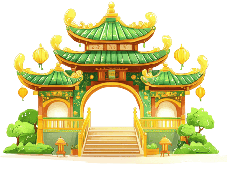 Elegant Green And Gold Asian Style Gateway png