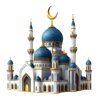 Majestic Blue Domed Mosque Architectural Render png