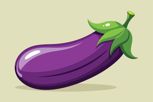 Vibrant Illustration of a Single Purple Eggplant vector