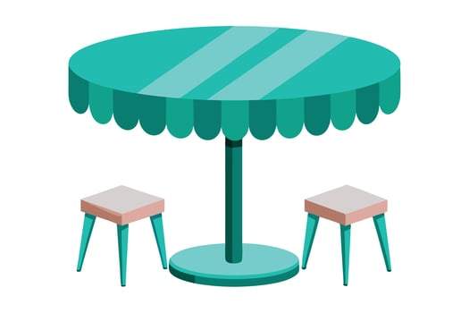 A Teal Round Table Illustration for Interior Design vector