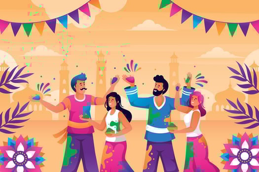 Illustration of people celebrating Holi vector