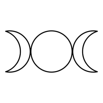 Simbol triple goddess religious sign moon phases wiccan contour outline line icon black color illustration image thin flat style vector
