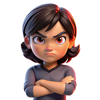 Angry Girl Cartoon Character with Mad on Transparent Background png
