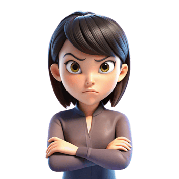 Angry Girl Cartoon Character with Mad Expression on Transparent png