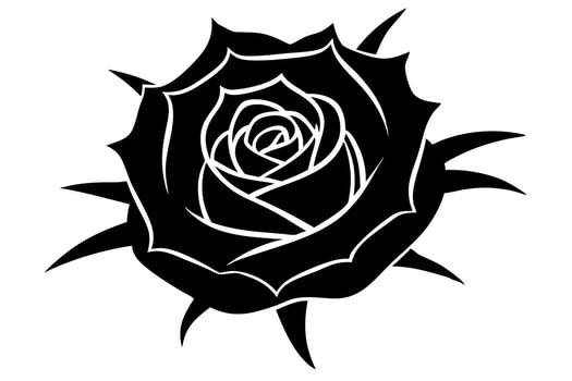 Elegant Rose Silhouette with Fine Details vector
