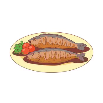 sardinha assada food illustration vector