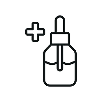 Dropping bottle icon in motion, with a stylized liquid trail emphasizing the dynamics of falling vector