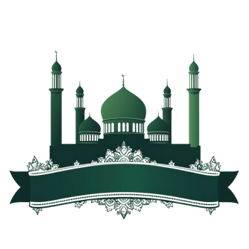 Elegant Green Mosque Illustration with Ornate Banner png