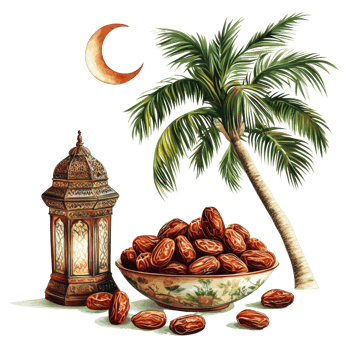 Ramadan Dates Lantern Palm Tree Crescent Moon png