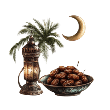 Ramadan Lantern Dates Palm Crescent Moon png