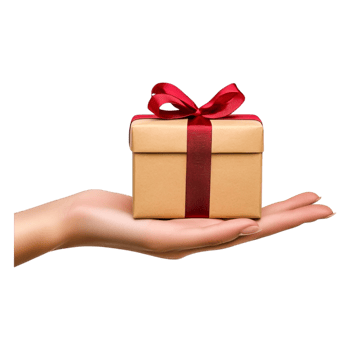 Hand Holding Brown Gift Box with Red Ribbon on Isolated png