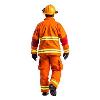 Worker in Safety Gear Walking Away from the Camera on png