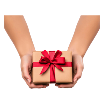 Hands Holding Gift Box with Red Ribbon on a Holiday Celebration png