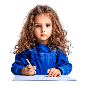 Young Child Engaged in Creative Drawing with Pencil on Paper png
