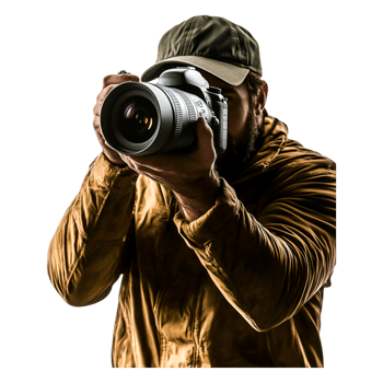 Photographer with Camera Capturing Stunning Images in Outdoor Setting png