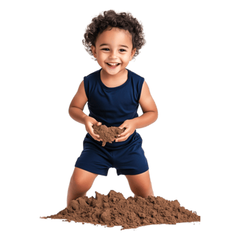 Happy Child Playing with Sand Joyfully at Beach on Sunny Day png