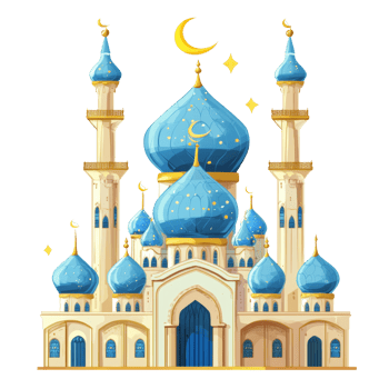 Majestic Blue Domed Mosque Under Night Sky png