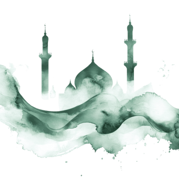 Watercolor Mosque Silhouette With Elegant Green Hues png