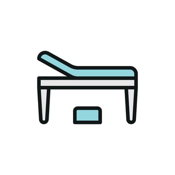 Icon representing an examining table with a contemporary and clear design ideal for health and wellness topics. Modernized examining table icon vector