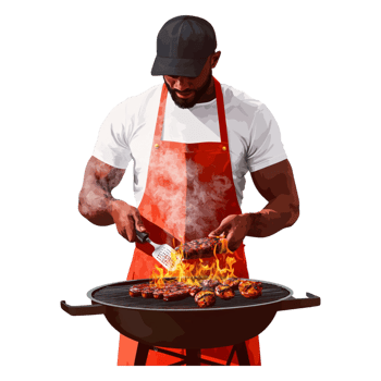 Grilling Delicious Sausages and Meats on a Summer Day Outdoors png