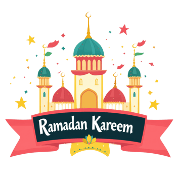 Festive Ramadan Kareem Mosque Illustration with Stars png