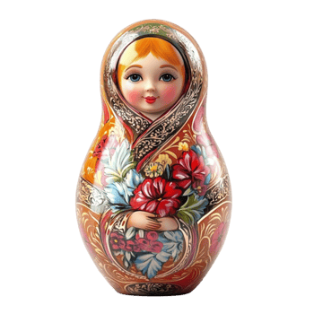 Traditional Russian Matryoshka Doll with Floral Design png