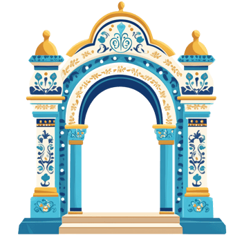 Ornate Blue And Gold Archway Entrance Design png
